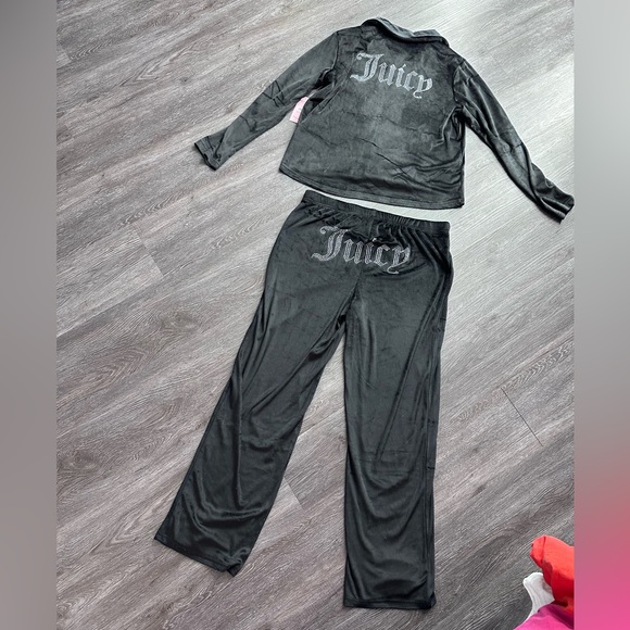 Juicy Couture Sleepwear Velour Rhinestone Pajama Set Top Pant black size medium - Picture 1 of 12
